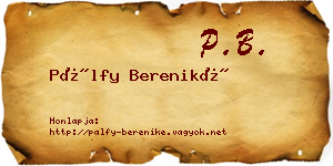 Pálfy Bereniké névjegykártya